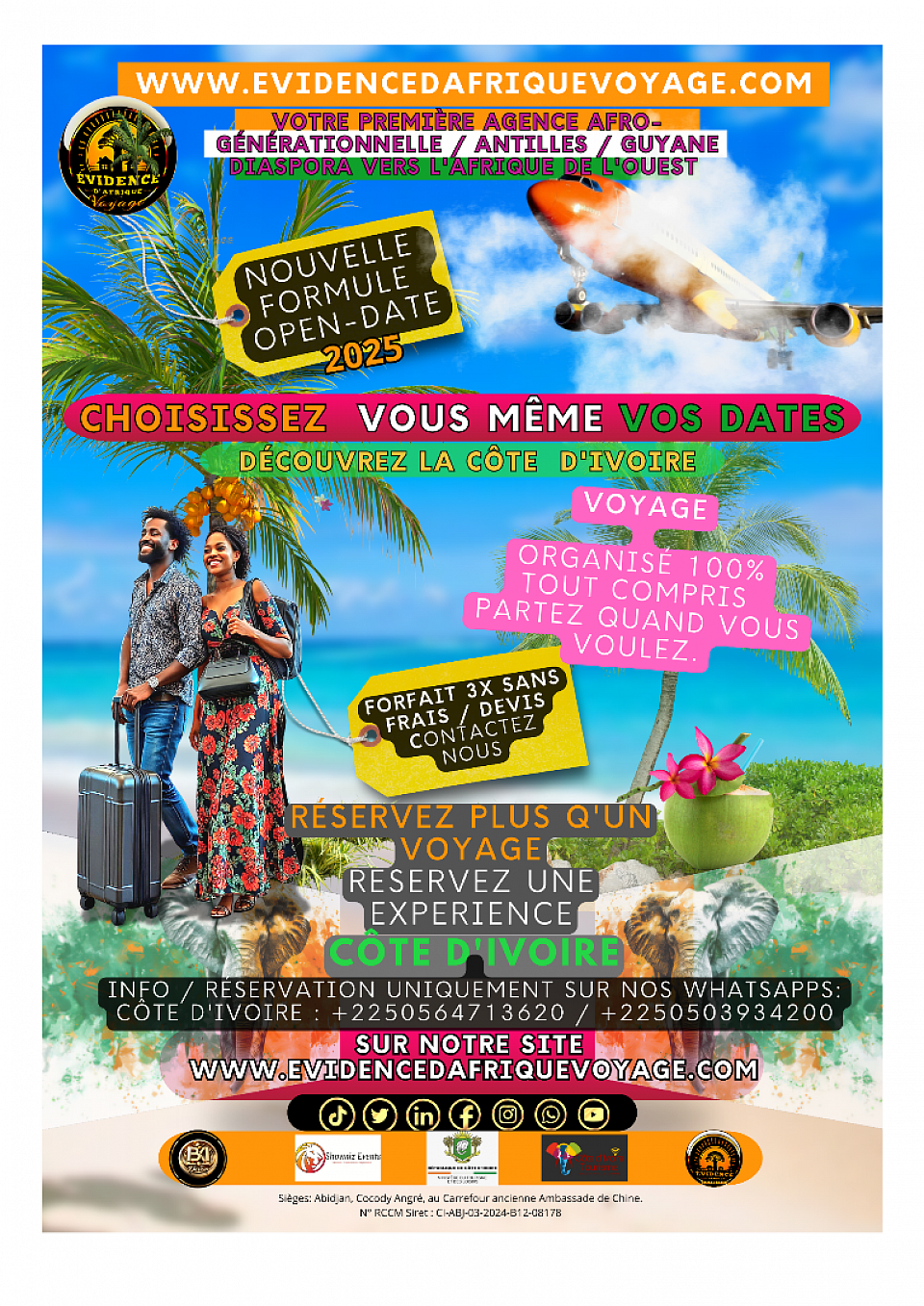 Découvrez notre nouvelle formule avec notre agence de voyage. Rendez-vous sur notre site www.evidencedafriquevoyages.com . Première agence touristique 100% tout compris reliant les Atilles, Guyane, la Diaspora vers l'Afrique de l'ouest.